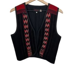 EARTH TONES SANTA FE VINTAGE Handmade M Bolivian Wool Embroidered Vest Western